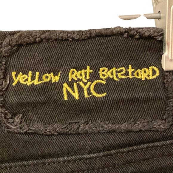 Yellow Rat Bastard Black Skull Embroidered Jeans Size 9/30 - Picture 11 of 12